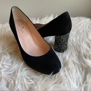 Kate Spade Anastasia Glitter Block Heel Pumps